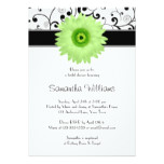 Green Gerbera Daisy Black Scroll Bridal Shower Card