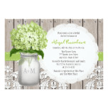 Green Hydrangea Monogram Mason Jar Bridal Shower Card