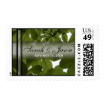 Green Leaves Name Wedding Stamps