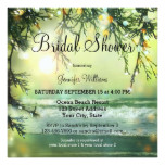 Green Sparkling Lights Beach Bridal Shower Invite