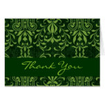Green Vintage Look Damask Thank You V212B Card