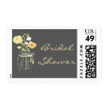 Grey and Yellow Mason Jar Bridal Shower Stamps