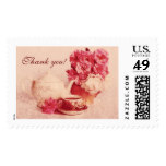 Grunge traditional victorian tea party postage stamp