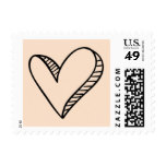 Hand-Drawn Black Heart Love Pink Peach Wedding Stamp