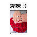 Hands on Red Rose Bouquet - Bridal Shower Postage