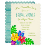 Hawaiian Flowers Modern Bridal Shower Card