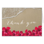 Hawaiian Red Hibiscus Floral Beach Thank You Card