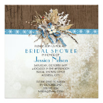Holiday Bird Winter Ribbon Bridal Shower Card