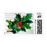 Holly Berry Rustic Christmas Winter Wedding Postage