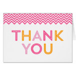 Hot Pink and Orange Modern Chevron Thank You Cards