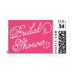 Hot Pink Elegant Script Bridal Shower Postage Stamp