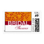 Indian Brocade Design :Red Bridal Shower Stamps