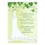 Irish shamrock, wedding gown Bridal Shower Card