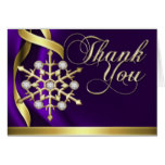 Jazzy Jeweled Snowflake Purple Thank You Card