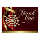Jazzy Jeweled Snowflake Red Thank You Card
