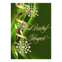 Jazzy Jeweled Snowflakes Lime & Gold Invitation
