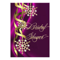 Jazzy Jeweled Snowflakes Pink & Gold Invitation