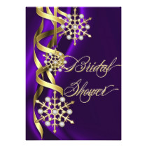 Jazzy Jeweled Snowflakes Purple & Gold Invitation