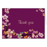 Kissing Birds Plum Colored Wedding Thank You Cards