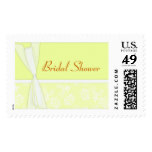 KRW Lace and Bows Yellow Bridal Shower Postage Stamp