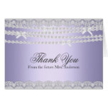 Lace & Pearl Purple Bridal Shower Thank You Card