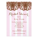 Lace Pink Brown Bridal Shower Invitation