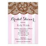 Lace Pink & Brown Bridal Shower Invitation