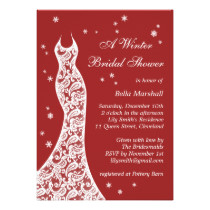 Lacy Red Winter Bridal Shower Invitation