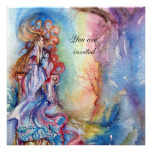 LADY OF LAKE 1, vibrant bright blue pink Card