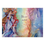 LADY OF LAKE pink purple ble white champagne Card