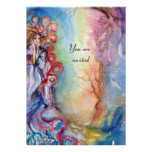 LADY OF LAKE , vibrant bright blue pink blue Card