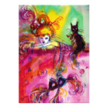 LADY WITH BLACK CAT /Mardi Gras  Masquerade Party Card
