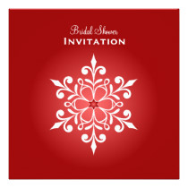 Large Snowflake Red Bridal Shower Card
