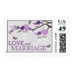 Lavender Dahlias on Branch Wedding Postage