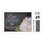 Lavender Hydrangea Chalkboard Rustic Wedding Postage Stamp