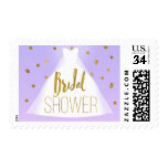 Lavender Pink & Gold Bridal Shower Wedding Dress Stamp