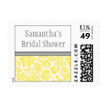 Lemon Grey Damask Bridal Shower Wedding Stamp
