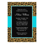 Leopard Teal Blue Bridal Shower Invitations