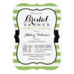 Light Green & White Stripes; Elegant Bridal Shower Card