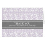 Lilac Gray Damask Bridal Shower Thank You Card
