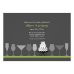 Lime and Charcoal Modern Cocktail Couples Shower Card