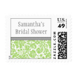 Lime Grey Damask Bridal Shower Wedding Stamp