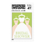 Linen And Green Bridal Shower Stamps