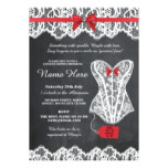 Lingerie Shower Bridal Party Chalk Red Lace Invite