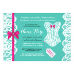 Lingerie Shower Invite Teal Pink Bridal Party Lace