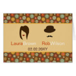 lips and mustache retro floral  wedding thank you card