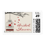 Love Bird in Birdcage Bridal Shower Stamps