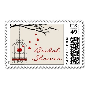 Love Bird in Birdcage Bridal Shower Stamps