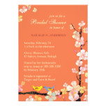 Love Birds Spring Floral Orange Bridal Shower Card
