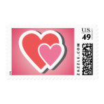 Love Pink & Red Hearts Wedding Stamps